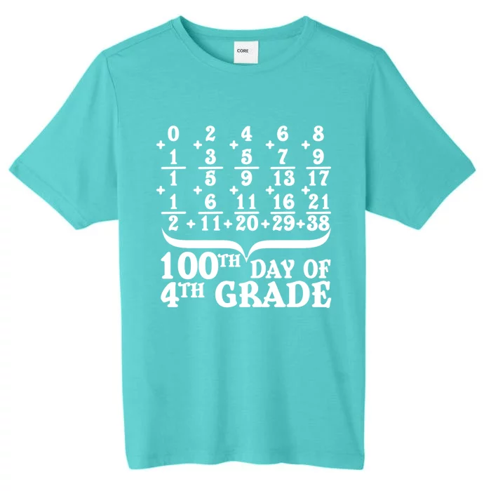 Happy 100th Day Of 4th Grade Math Teachers Students 100 Days Gift ChromaSoft Performance T-Shirt