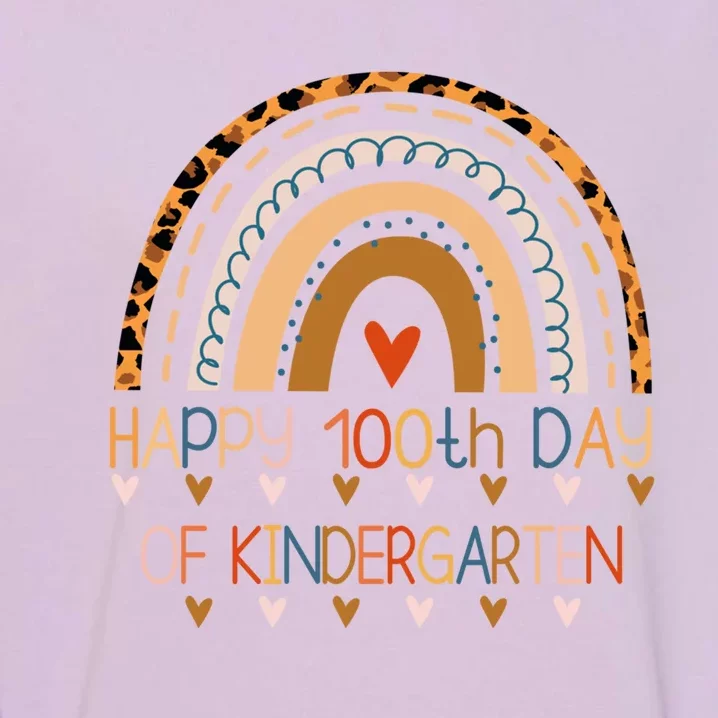 Happy 100th Day Of Kindergarten Rainbow Teacher Cute Gift Garment-Dyed Sweatshirt