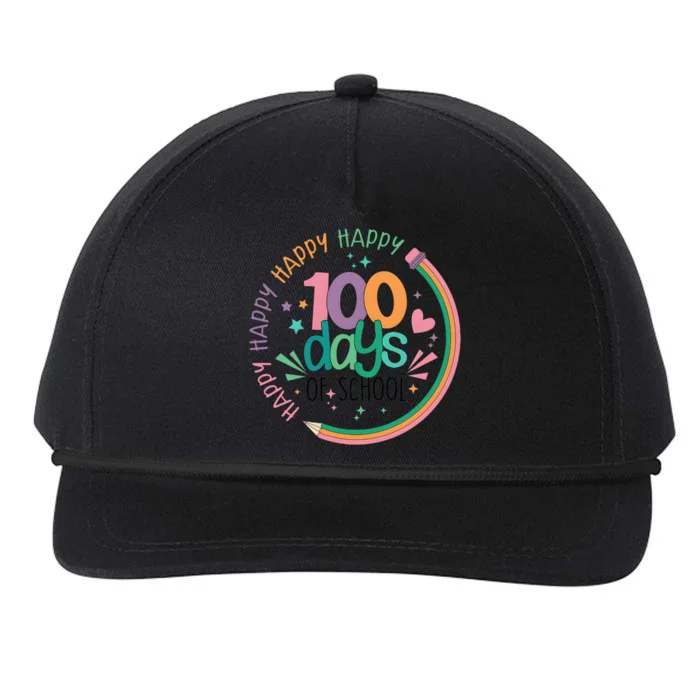 Happy 100 Days Of School Teacher Life Back To School Snapback Five-Panel Rope Hat