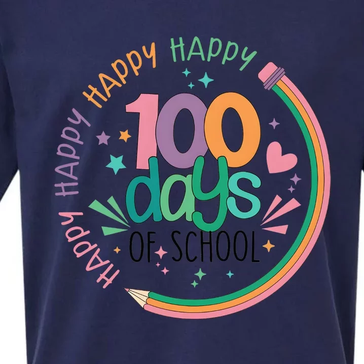 Happy 100 Days Of School Teacher Life Back To School Sueded Cloud Jersey T-Shirt