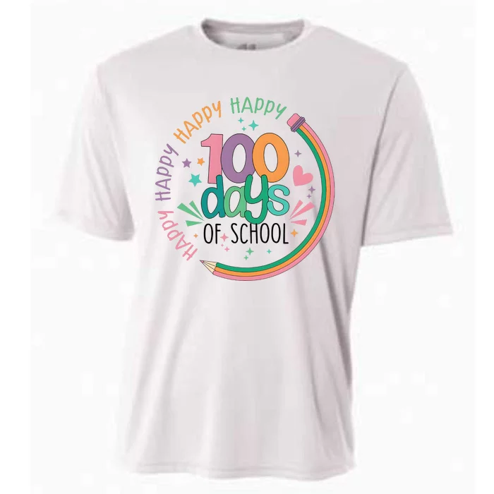 Happy 100 Days Of School Teacher Life Back To School Cooling Performance Crew T-Shirt