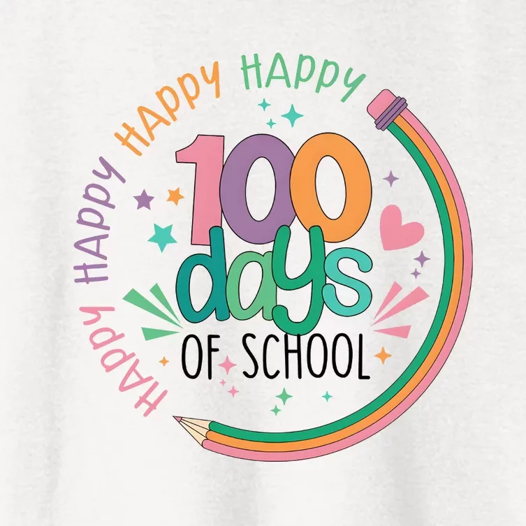 Happy 100 Days Of School Teacher Life Back To School Women's Crop Top Tee