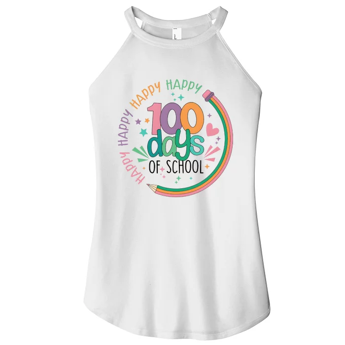 Happy 100 Days Of School Teacher Life Back To School Women’s Perfect Tri Rocker Tank