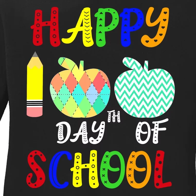 Happy 100th Day Of School Ladies Long Sleeve Shirt