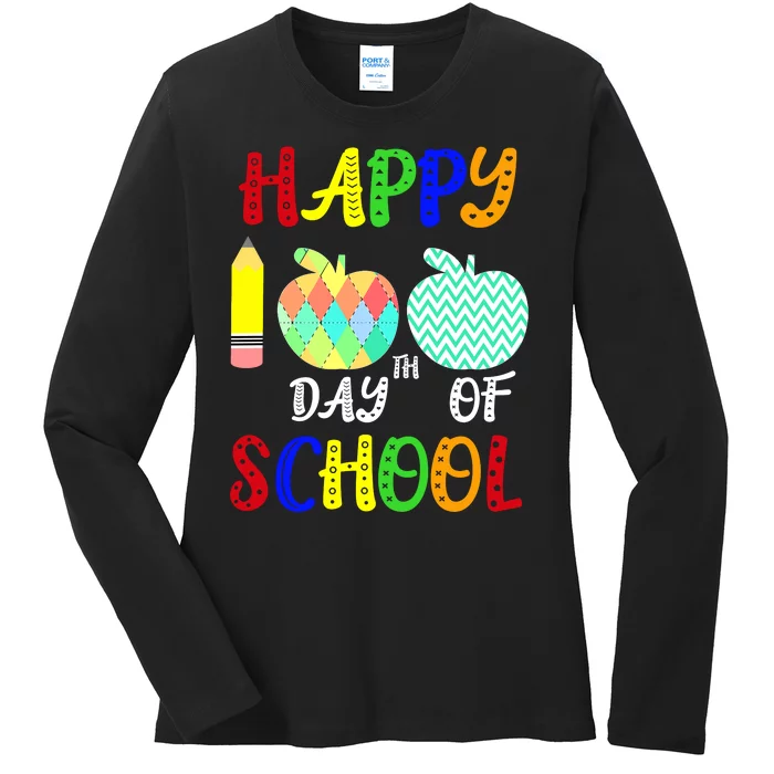 Happy 100th Day Of School Ladies Long Sleeve Shirt