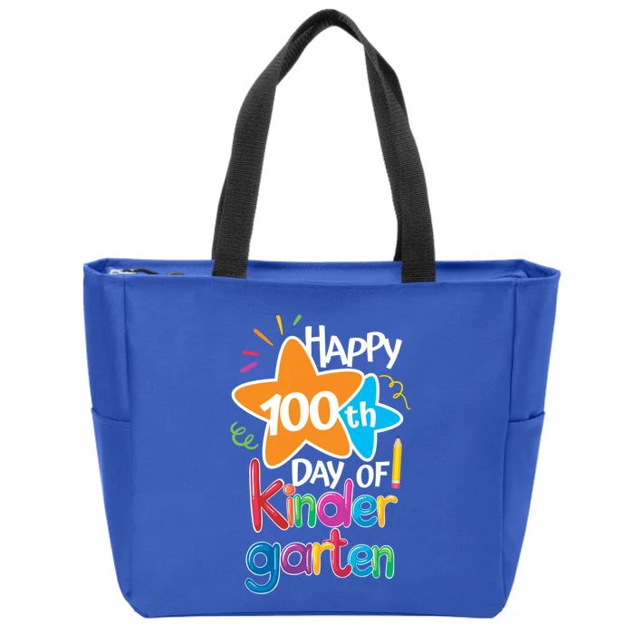 Happy 100th Day Of Kindergarten For Teacher And Student Gift Zip Tote Bag