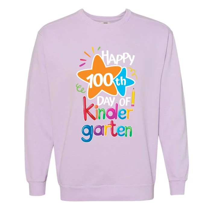 Happy 100th Day Of Kindergarten For Teacher And Student Gift Garment-Dyed Sweatshirt