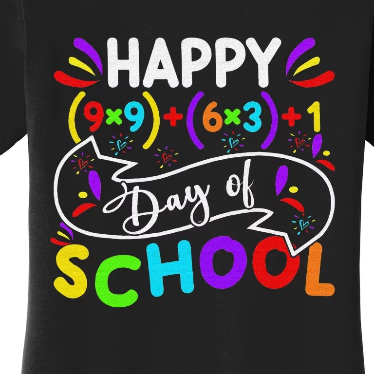 Happy 100 Days of School 100th Math Equation Teacher Women's T-Shirt