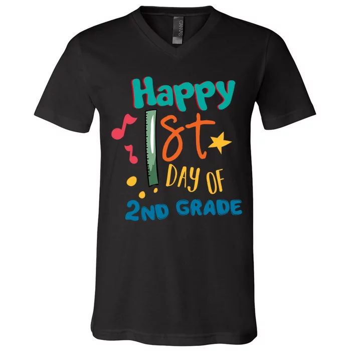 Happy 1st Day Of 2nd Grade Back To School V-Neck T-Shirt