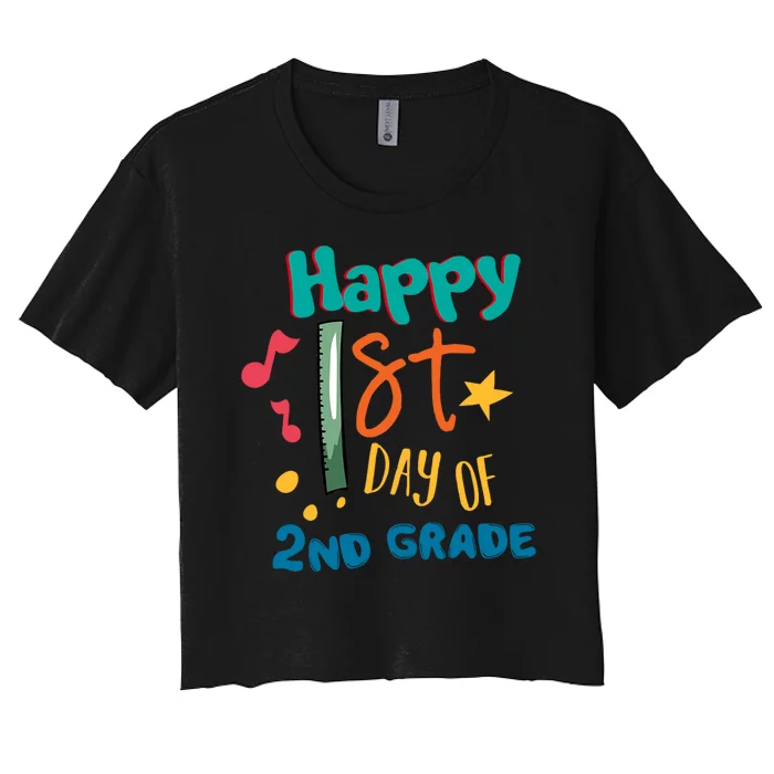 Happy 1st Day Of 2nd Grade Back To School Women's Crop Top Tee