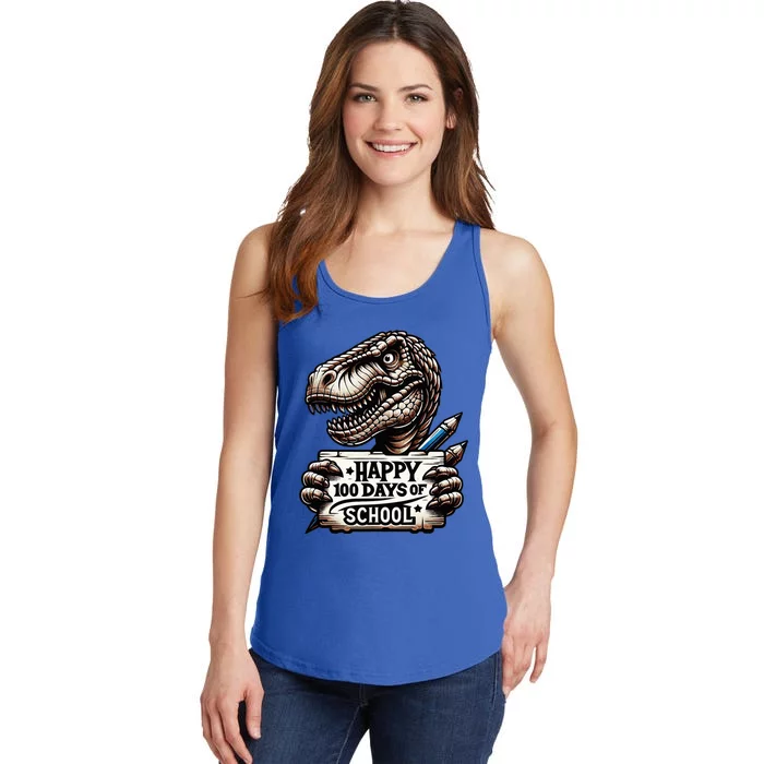 Happy 100 Days Of School Scary Funny Trex For Teachers Ladies Essential Tank