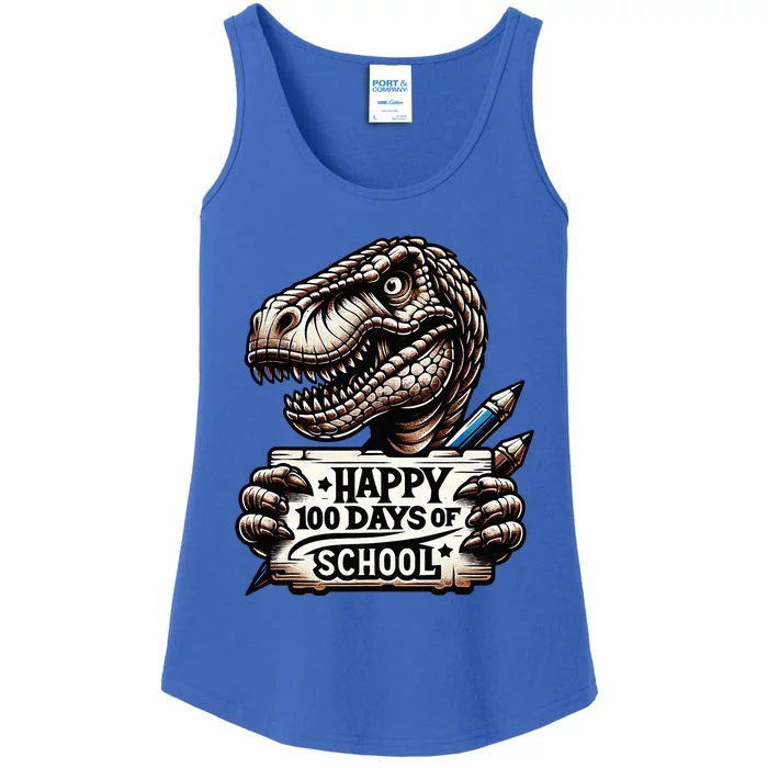 Happy 100 Days Of School Scary Funny Trex For Teachers Ladies Essential Tank