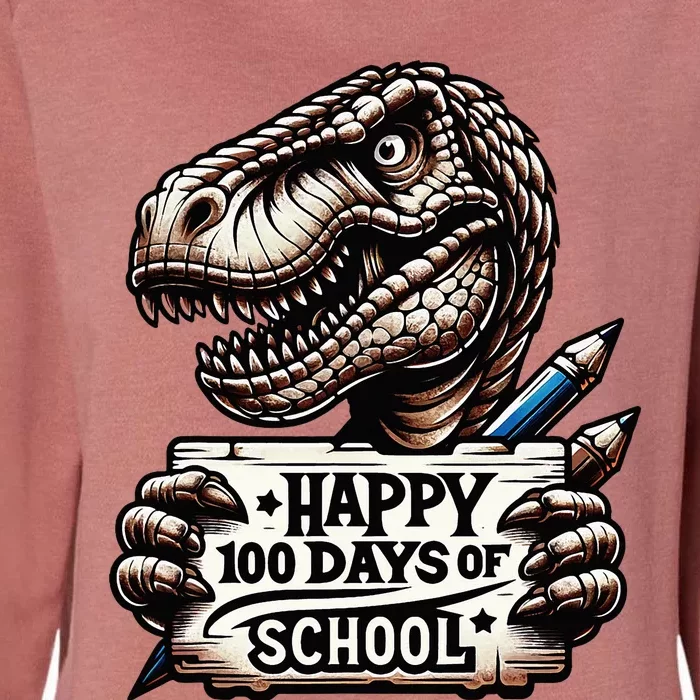 Happy 100 Days Of School Scary Funny Trex For Teachers Womens California Wash Sweatshirt