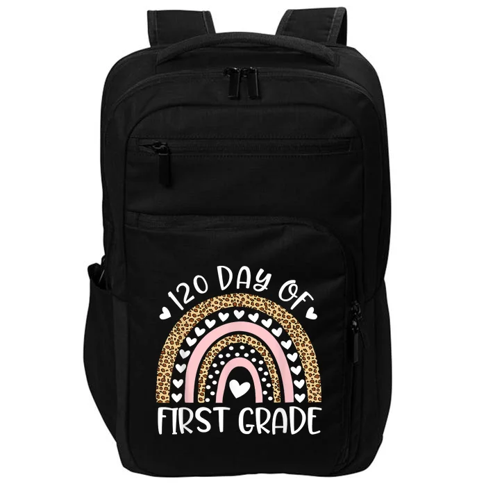 Happy 120th Day Of School Teachers 1st Grade Rainbow Leopard Impact Tech Backpack