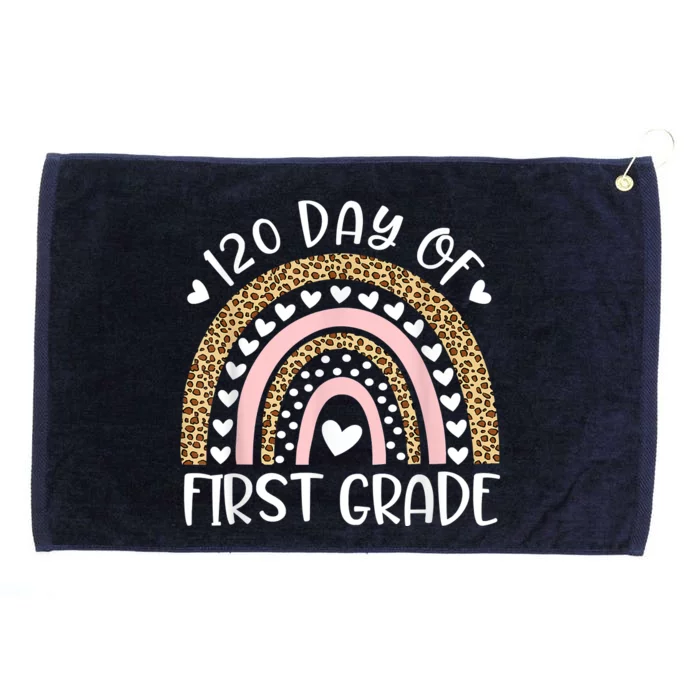 Happy 120th Day Of School Teachers 1st Grade Rainbow Leopard Grommeted Golf Towel