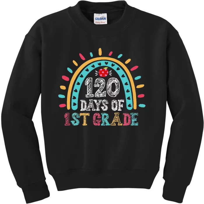 Happy 120th Day of School Rainbow Teacher 120 Day of School Kids Sweatshirt