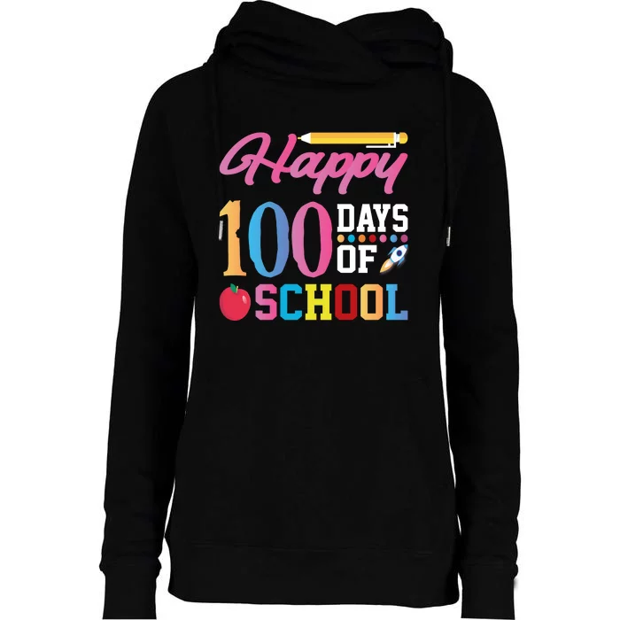 Happy 100 Days Of School Womens Funnel Neck Pullover Hood