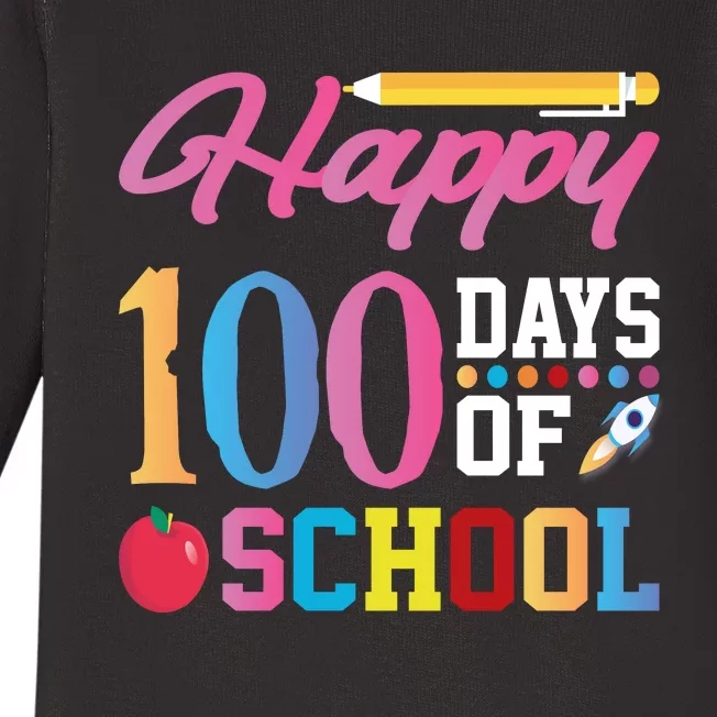 Happy 100 Days Of School Baby Long Sleeve Bodysuit