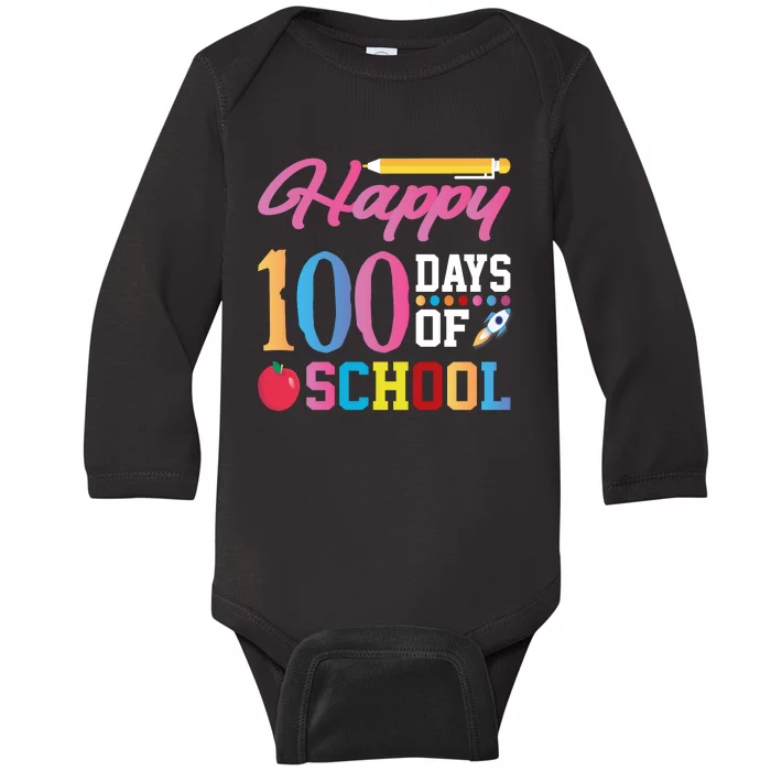 Happy 100 Days Of School Baby Long Sleeve Bodysuit