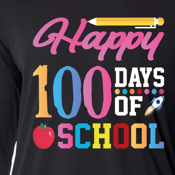 Happy 100 Days Of School Cooling Performance Long Sleeve Crew