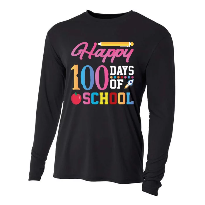 Happy 100 Days Of School Cooling Performance Long Sleeve Crew