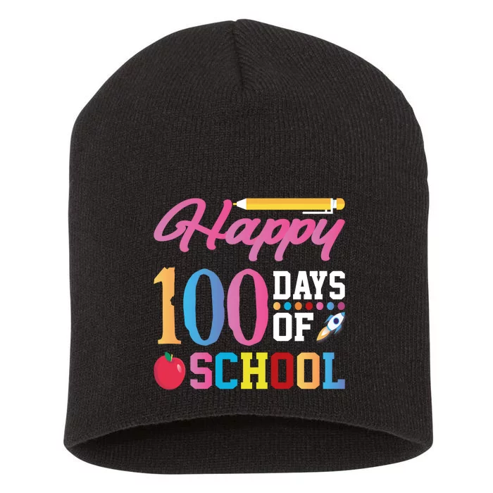 Happy 100 Days Of School Short Acrylic Beanie