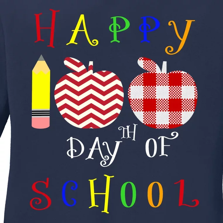 Happy 100th Day Of School Ladies Long Sleeve Shirt