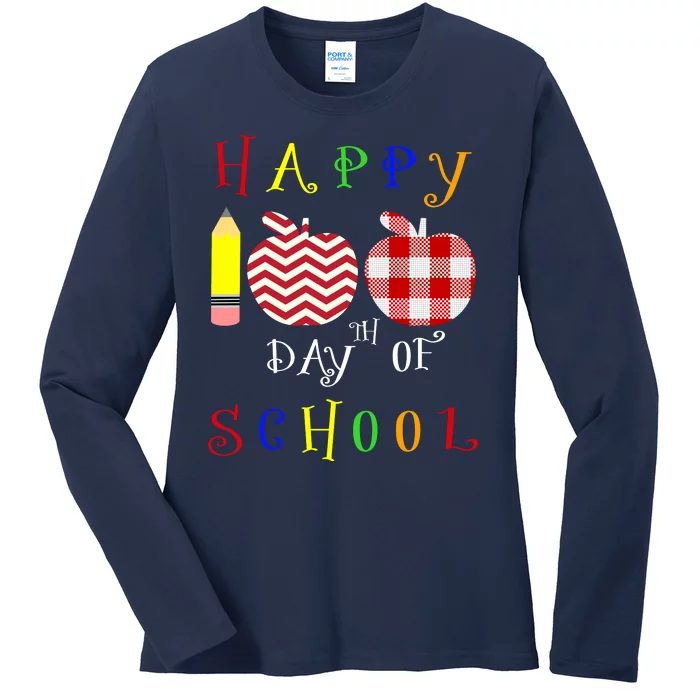 Happy 100th Day Of School Ladies Long Sleeve Shirt