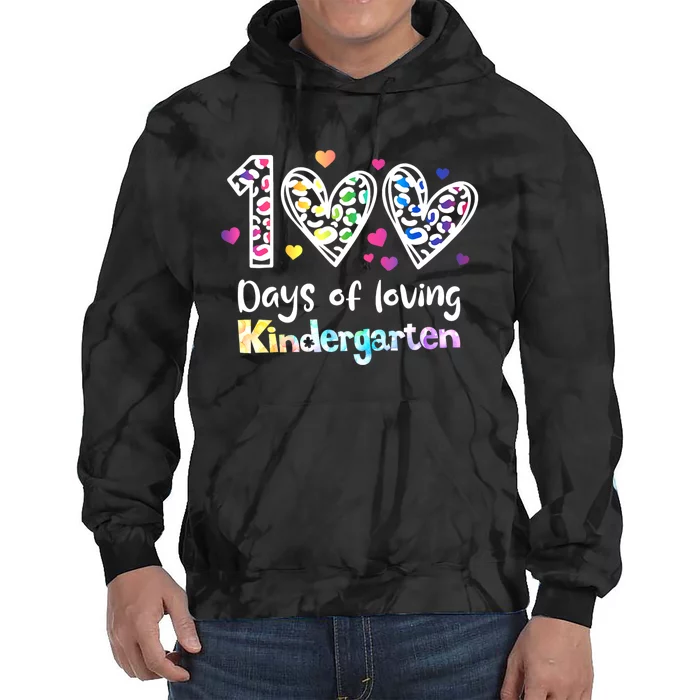 Happy 100th Day Of Kindergarten Teachers 100 Days Tie Dye Hoodie