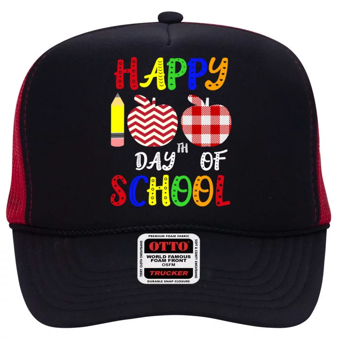 Happy 100th Day Of School High Crown Mesh Trucker Hat