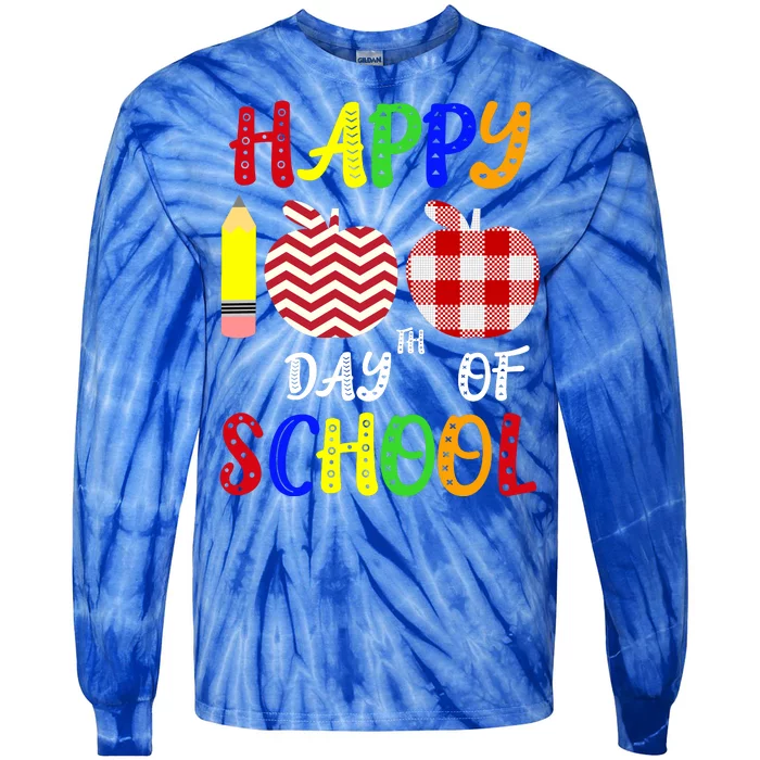 Happy 100th Day Of School Tie-Dye Long Sleeve Shirt