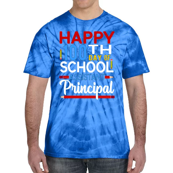 Happy 100th Day Of School Assistant Principal Gift Tie-Dye T-Shirt