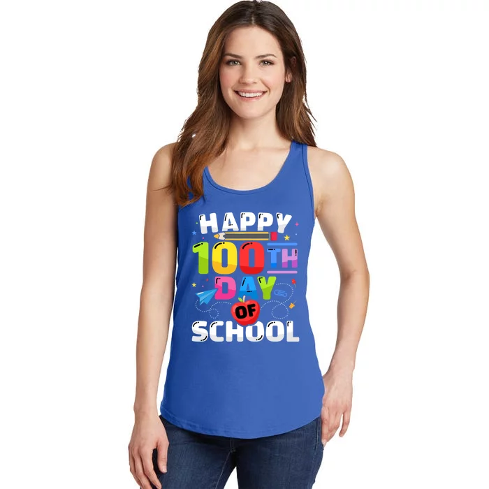 Happy 100th Day Of School For 100 Days Student Or Teacher Cute Gift Ladies Essential Tank