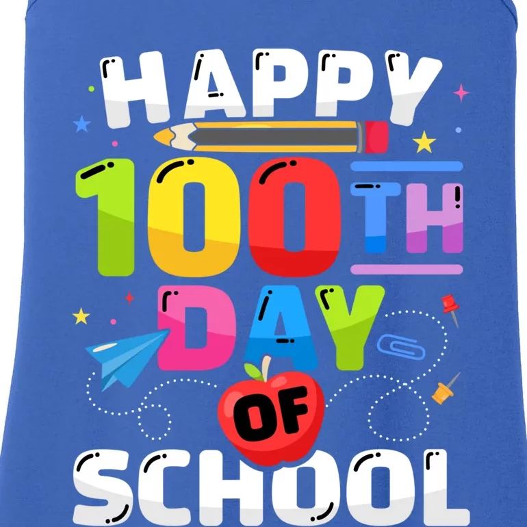 Happy 100th Day Of School For 100 Days Student Or Teacher Cute Gift Ladies Essential Tank