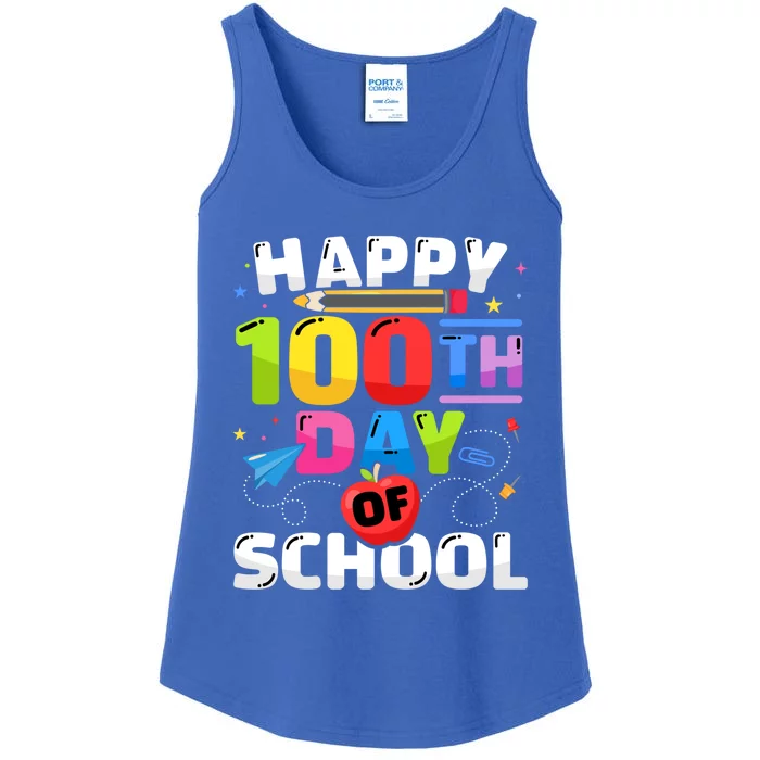 Happy 100th Day Of School For 100 Days Student Or Teacher Cute Gift Ladies Essential Tank