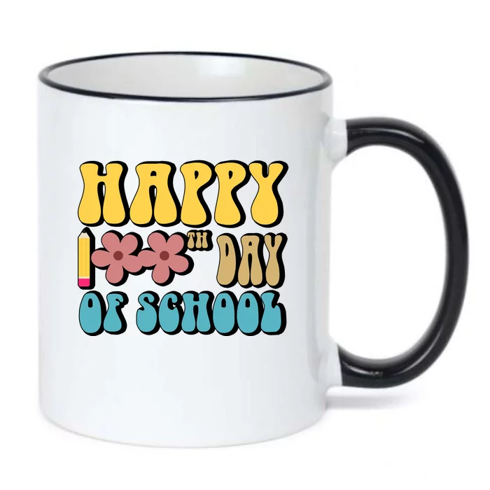 Happy 100th Day Of School Cute Retro Flower Black Color Changing Mug