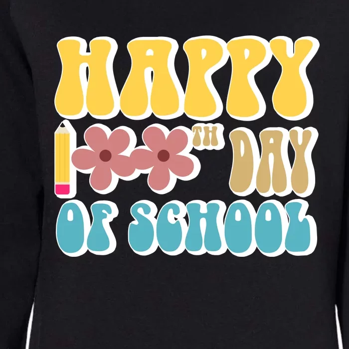 Happy 100th Day Of School Cute Retro Flower Womens California Wash Sweatshirt