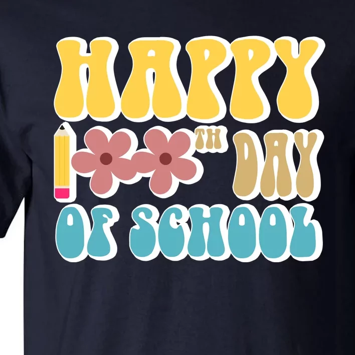 Happy 100th Day Of School Cute Retro Flower Tall T-Shirt