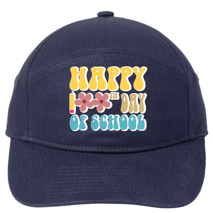 Happy 100th Day Of School Cute Retro Flower 7-Panel Snapback Hat