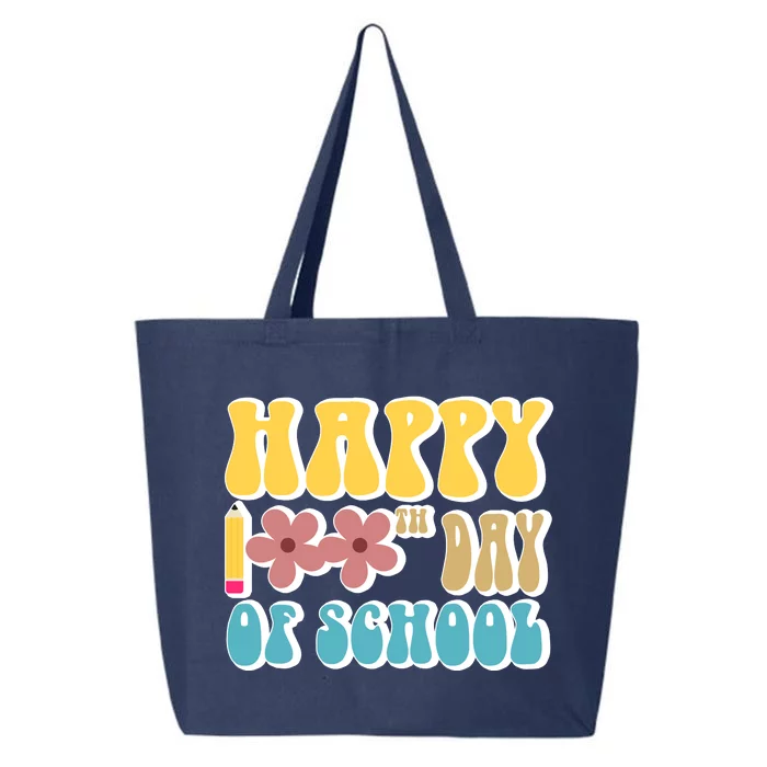 Happy 100th Day Of School Cute Retro Flower 25L Jumbo Tote