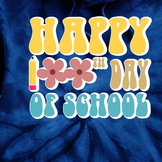 Happy 100th Day Of School Cute Retro Flower Tie Dye Hoodie