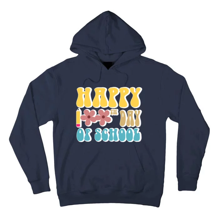 Happy 100th Day Of School Cute Retro Flower Tall Hoodie