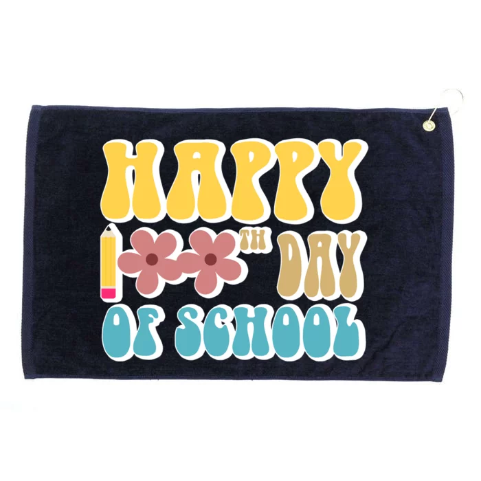 Happy 100th Day Of School Cute Retro Flower Grommeted Golf Towel