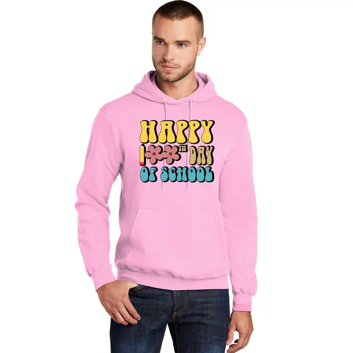 Happy 100th Day Of School Cute Retro Flower Hoodie