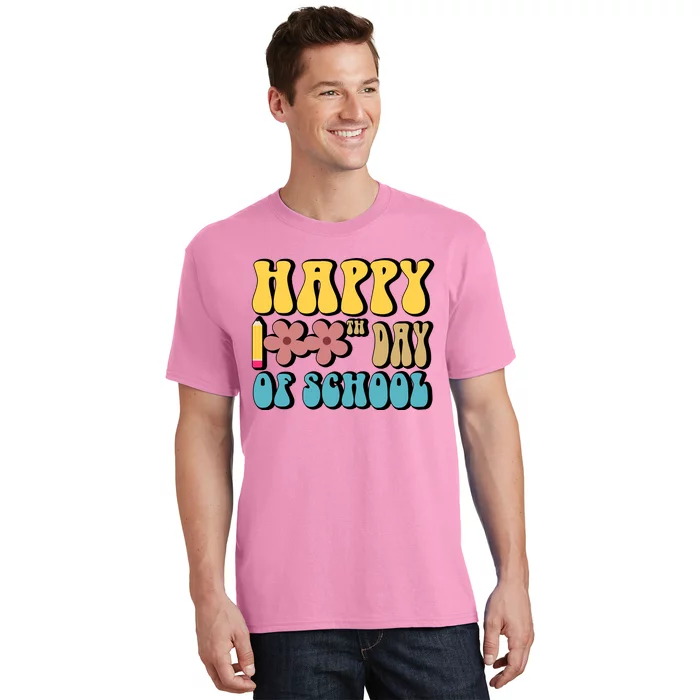 Happy 100th Day Of School Cute Retro Flower T-Shirt