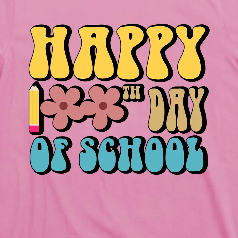 Happy 100th Day Of School Cute Retro Flower T-Shirt