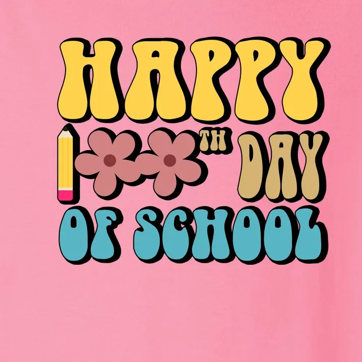 Happy 100th Day Of School Cute Retro Flower Toddler Long Sleeve Shirt