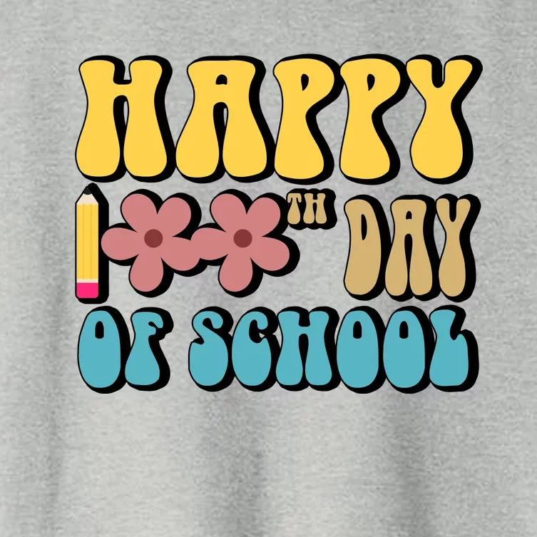 Happy 100th Day Of School Cute Retro Flower Women's Crop Top Tee