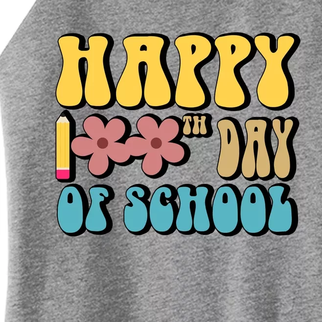 Happy 100th Day Of School Cute Retro Flower Women’s Perfect Tri Rocker Tank