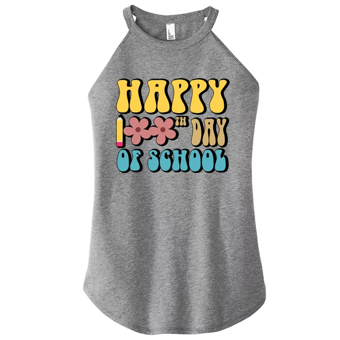 Happy 100th Day Of School Cute Retro Flower Women’s Perfect Tri Rocker Tank